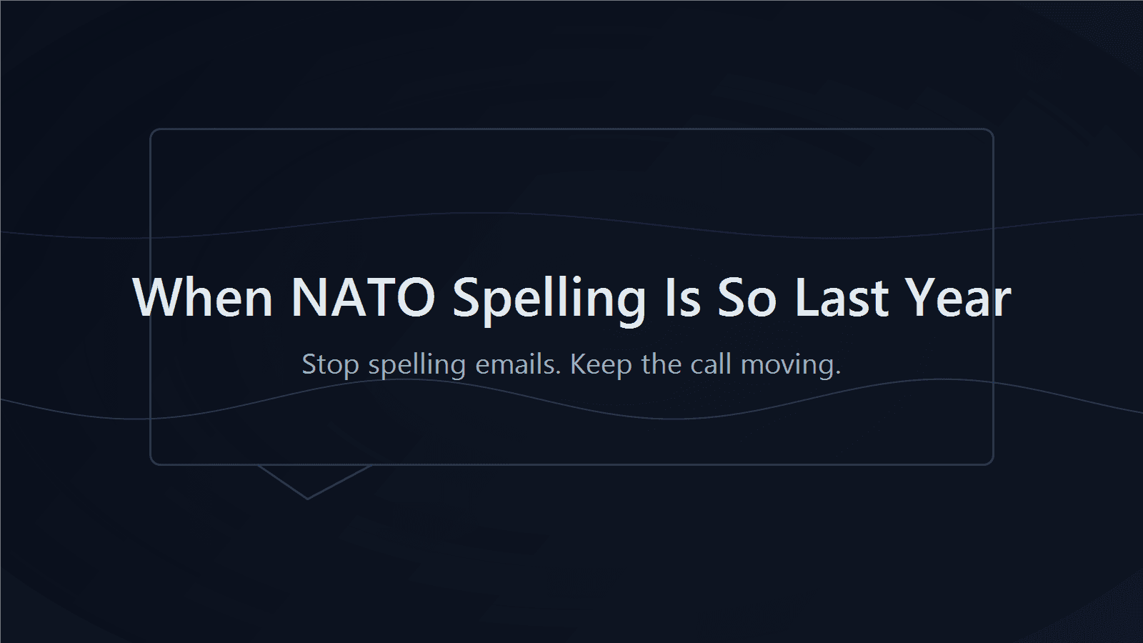 When NATO Spelling Is So Last Year hero banner